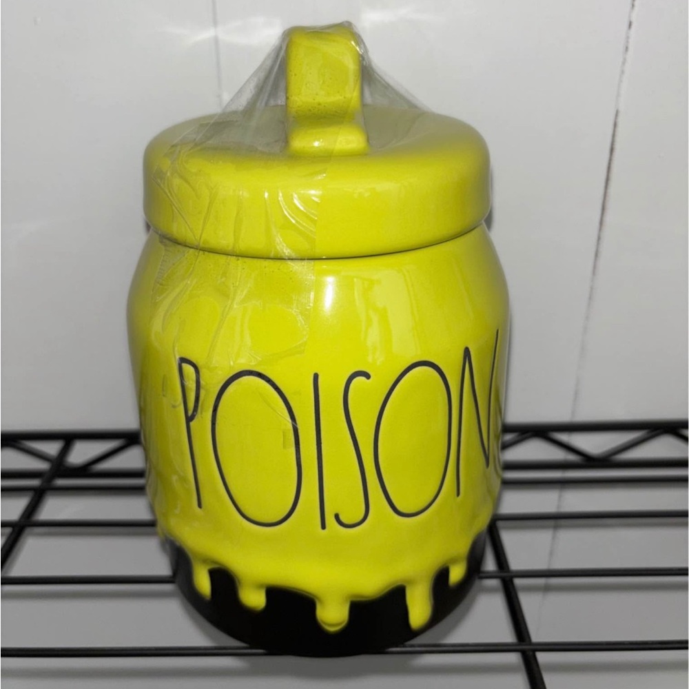 Rae Dunn Green and Black Poison Canister